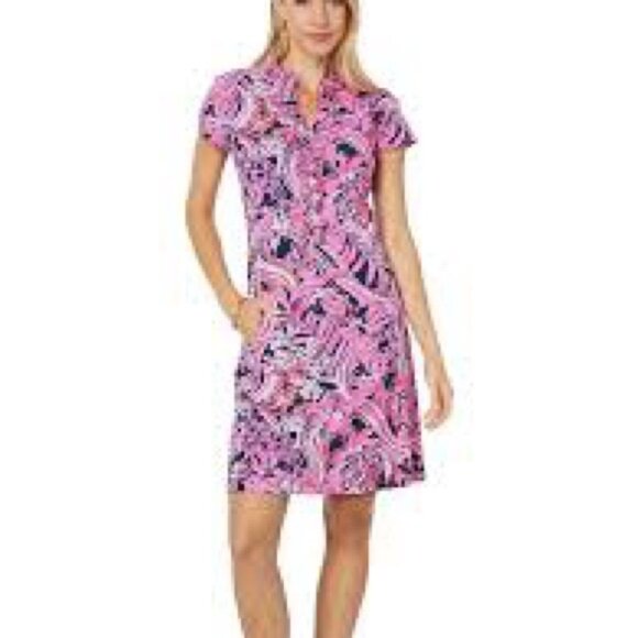 Lilly Pulitzer Silvia Ruffle Dress Luxletic Upf 50+ Size Medium - Picture 1 of 9